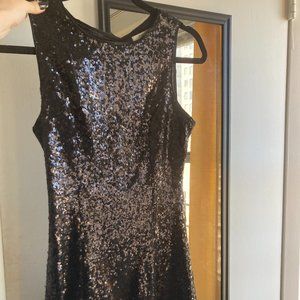 Esley black sequin open back dress